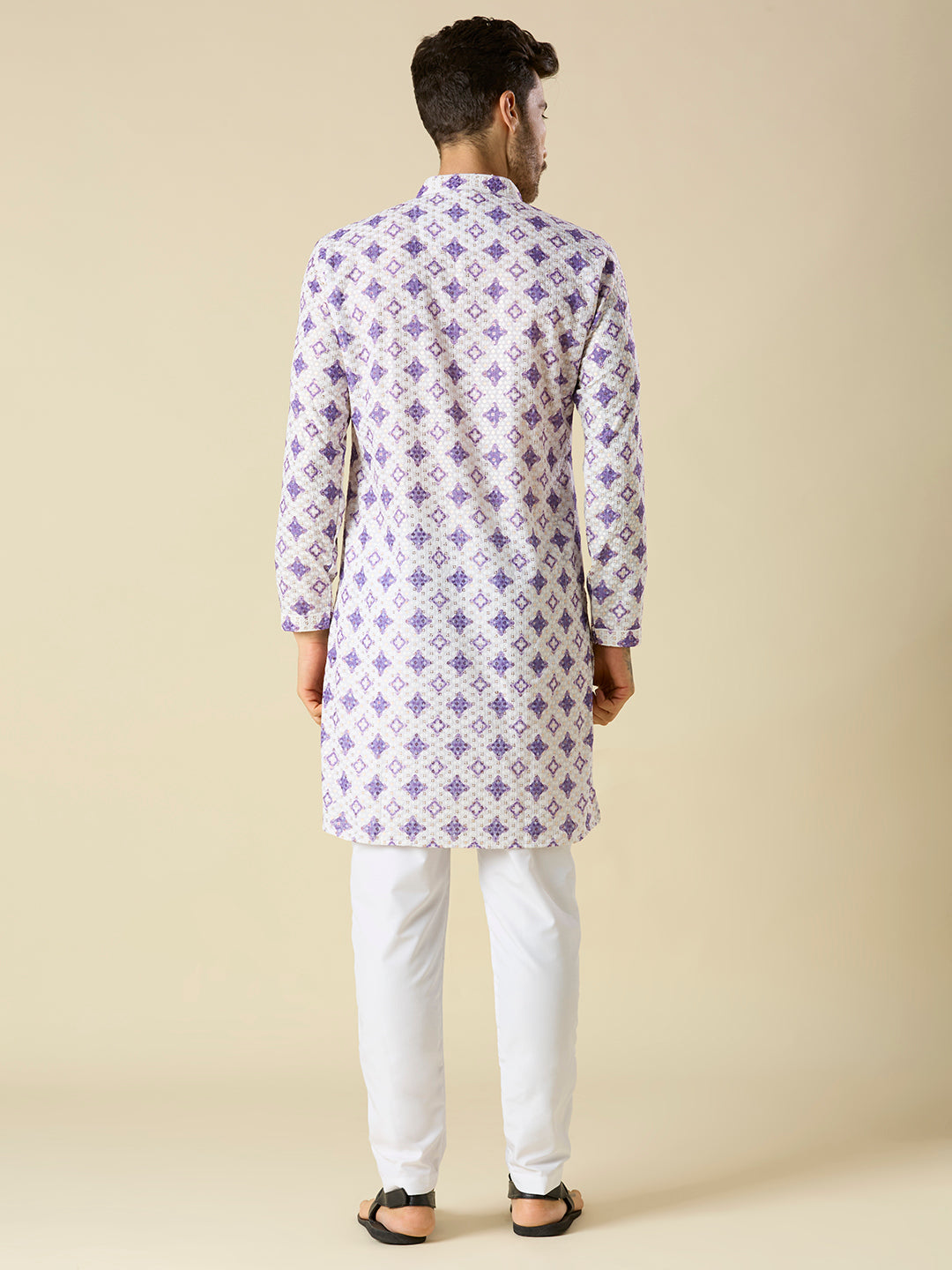 LIGHT PURPLE SEQUENCE EMBROIDERY KURTA PYJAMA SET