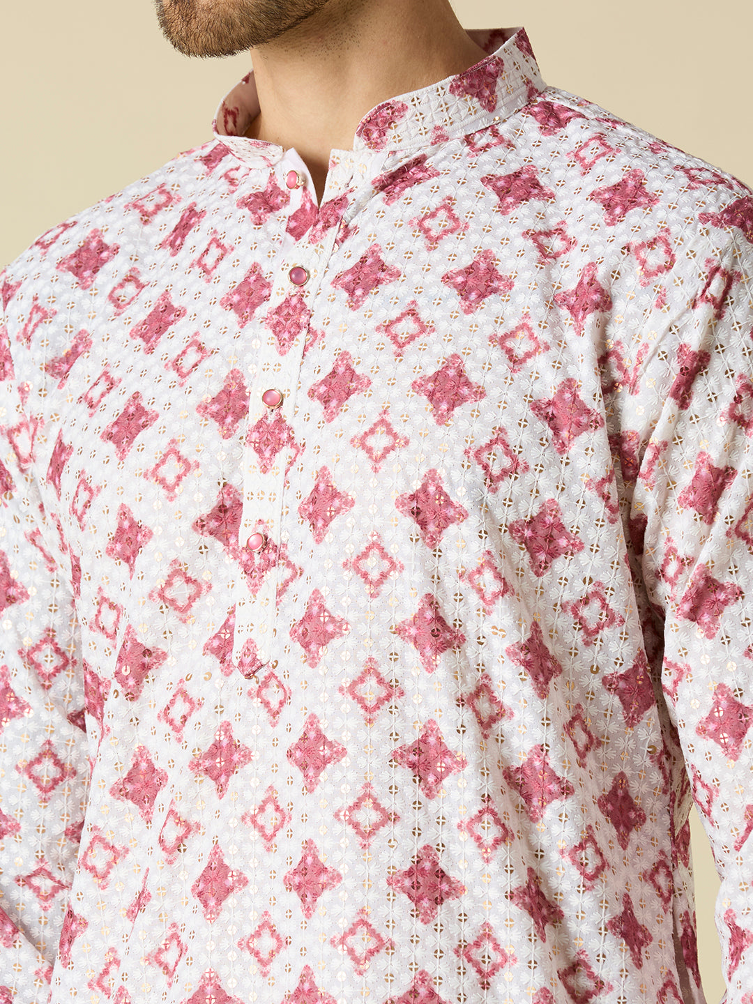 LIGHT MAROON SEQUENCE EMBROIDERY KURTA PYJAMA SET