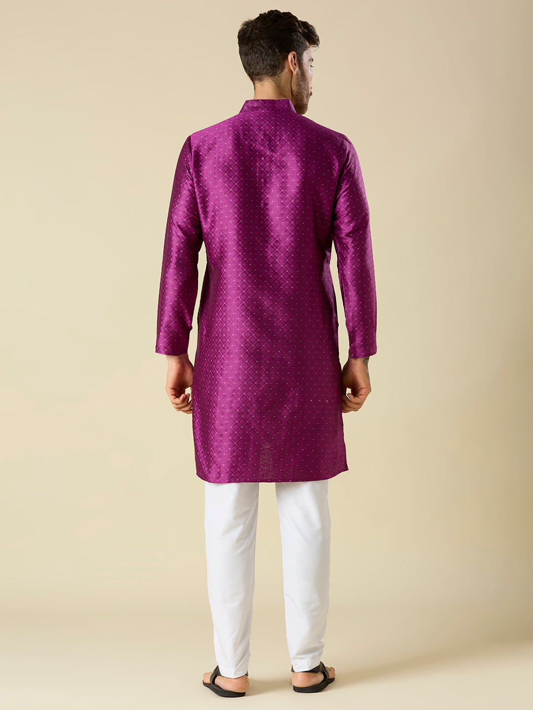 PLUM PURPLE SHYAM JACQUARD KURTA PYJAMA SET