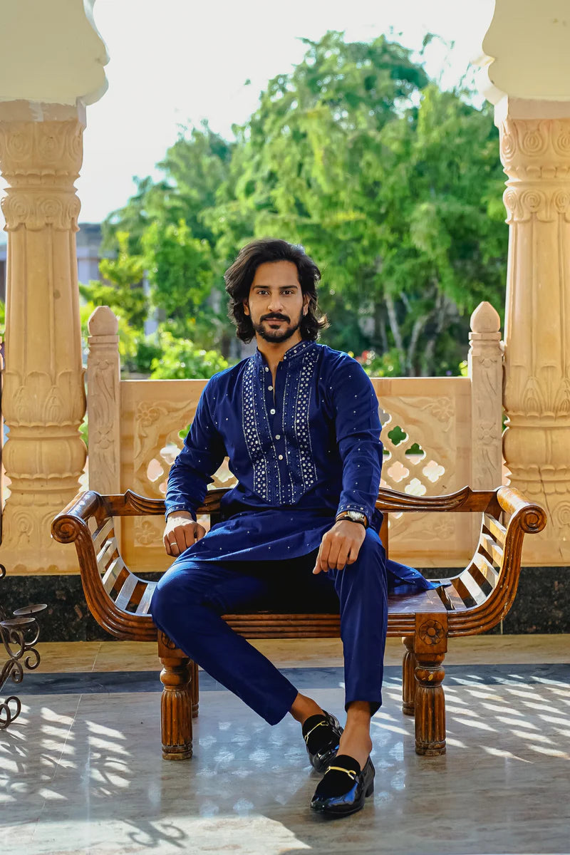 The Embellished Charm: Neck Work Embroidered Kurtas for Men Taking the Fashion Industry by Storm