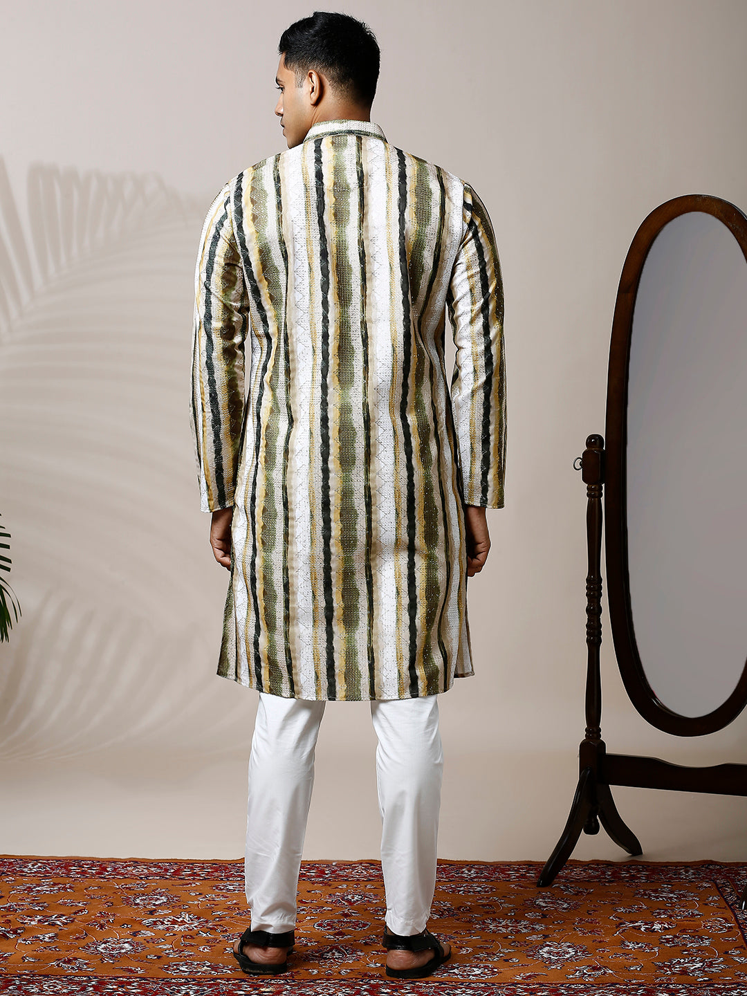 HUES OF GREEN KURTA PYJAMA SET WITH SEQUINS & EMBROIDERY