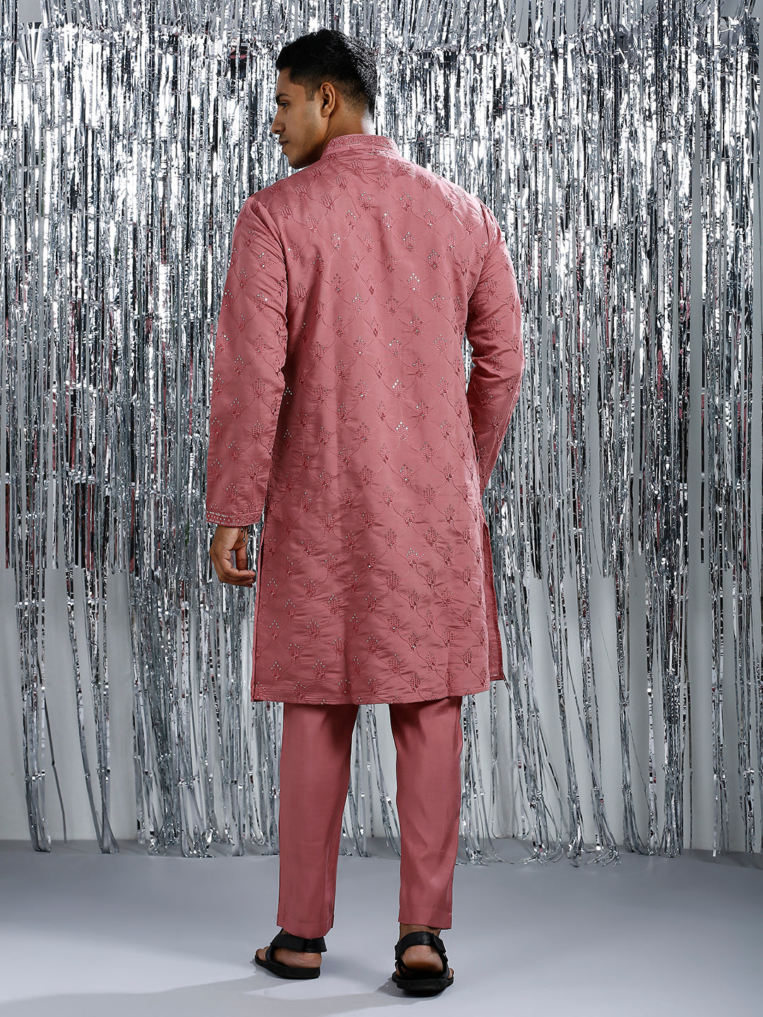 CHATEAU ROSE KURTA PYJAMA SET WITH INTRICATE EMBROIDERY WORK