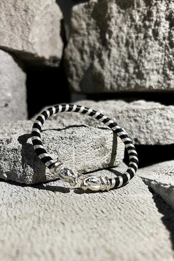 925 STERLING SILVER ELEPHANT HEAD CLOSURE SILICON MENS BRACELET