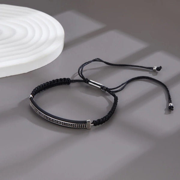 Black And Silver Braided Bracelet for Men and Women Stainless Steel