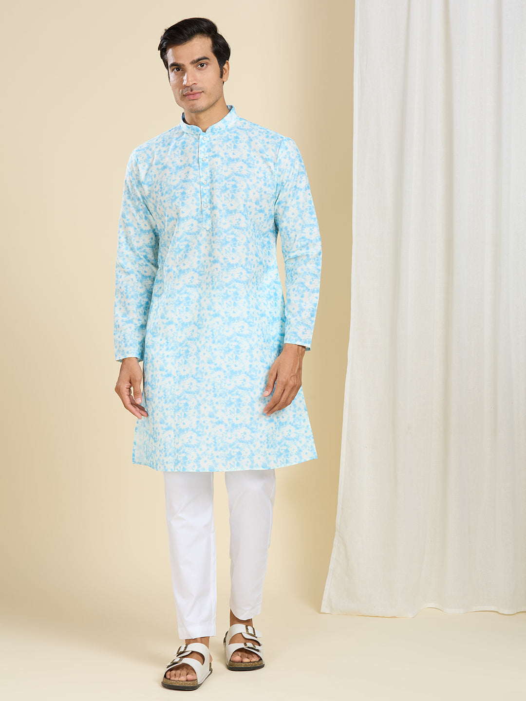 REBELLIOUS BLUE ABSTRACT ALLOVER PRINTED PATTERN KURTA