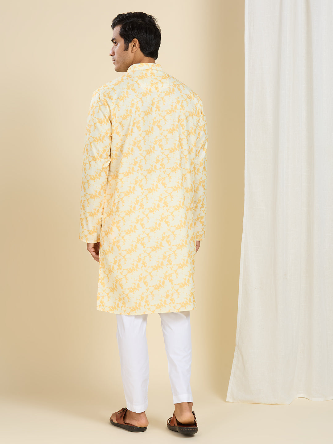 VIBING YELLOW ABSTRACT ALLOVER PRINTED PATTERN KURTA