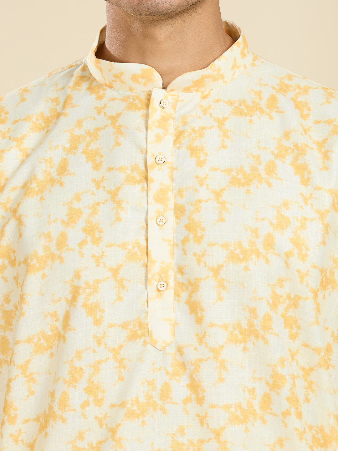 VIBING YELLOW ABSTRACT ALLOVER PRINTED PATTERN KURTA