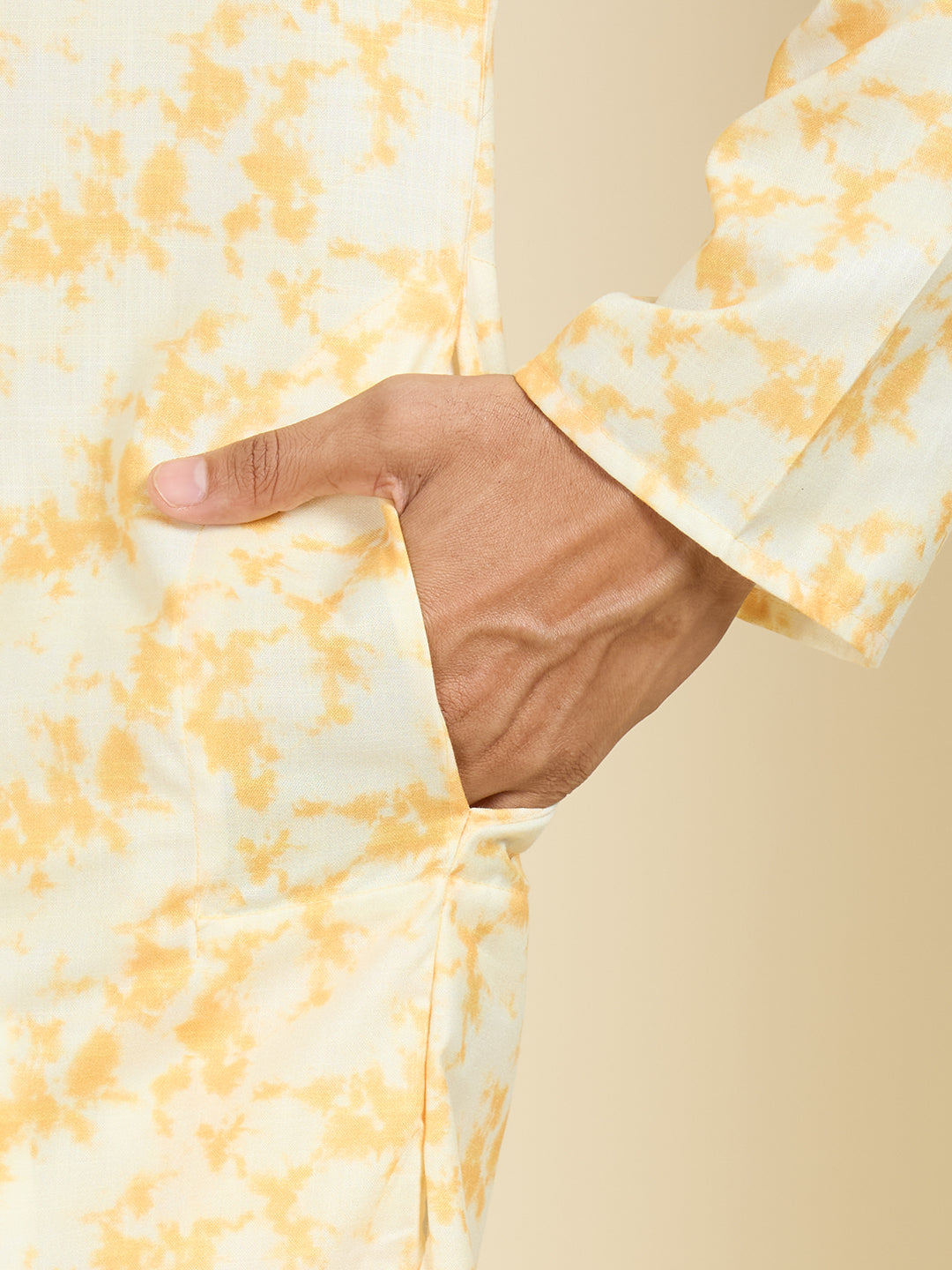 VIBING YELLOW ABSTRACT ALLOVER PRINTED PATTERN KURTA