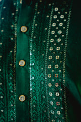 FOREST GREEN KURTA SET WITH INTRICATE THREAD & SEQUINS HIGHLIGHTS