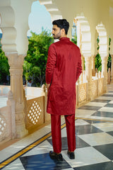 DEEP MAROON KURTA SET WITH INTRICATE THREAD & SEQUINS HIGHLIGHTS