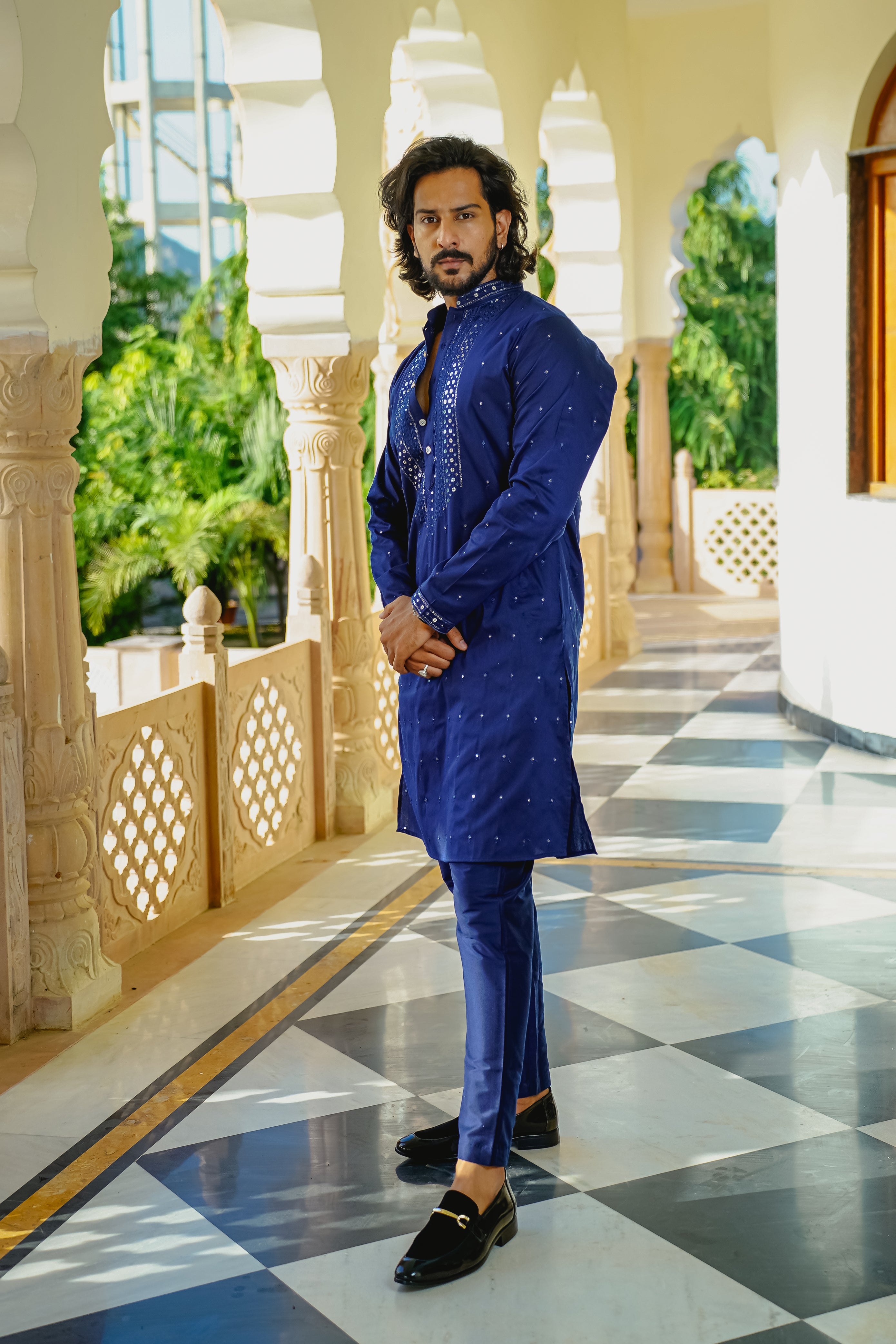 latest neck embroidery design men kurta 2024