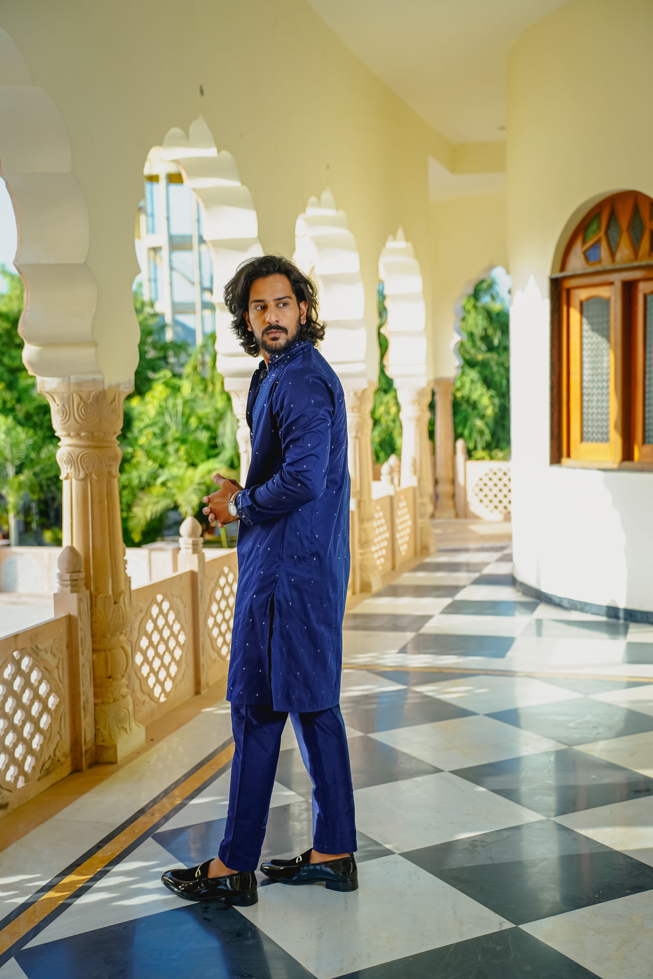neck embroidery kurta men 2024