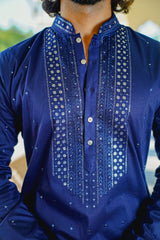NEON NAVY KURTA SET WITH INTRICATE THREAD & SEQUINS HIGHLIGHTS