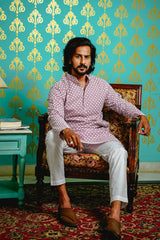 LILAC KURTA SET WITH CONTRAST THREAD & SEQUINS EMBROIDERY