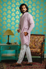 LILAC KURTA SET WITH CONTRAST THREAD & SEQUINS EMBROIDERY