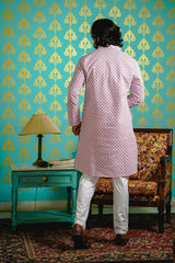 LILAC KURTA SET WITH CONTRAST THREAD & SEQUINS EMBROIDERY