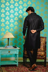 BLACK PATHANI SET WITH PATCH POCKET & EPAULETTE