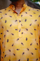 SUNSTRUCK YELLOW MORPANKH PRINTED KURTA PYJAMA SET