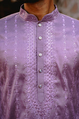 LAVENDER FROST KURTA SET WITH TONAL THREAD & SEQUIN EMBROIDERY