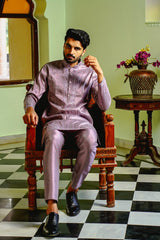 LAVENDER FROST KURTA SET WITH TONAL THREAD & SEQUIN EMBROIDERY