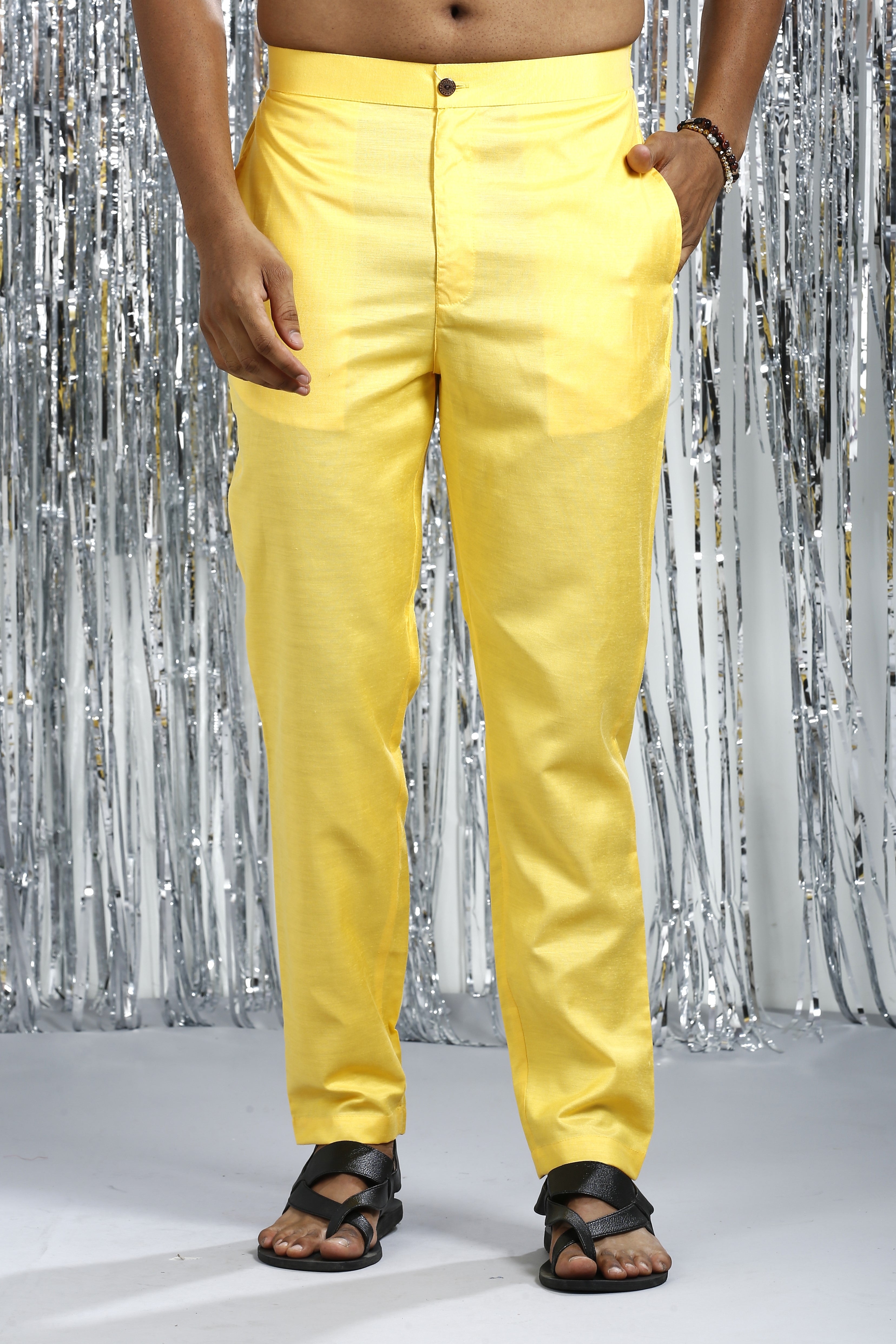 LEMON FIZZ MIRROR WORK MID-LENGTH KURTA PYJAMA SET