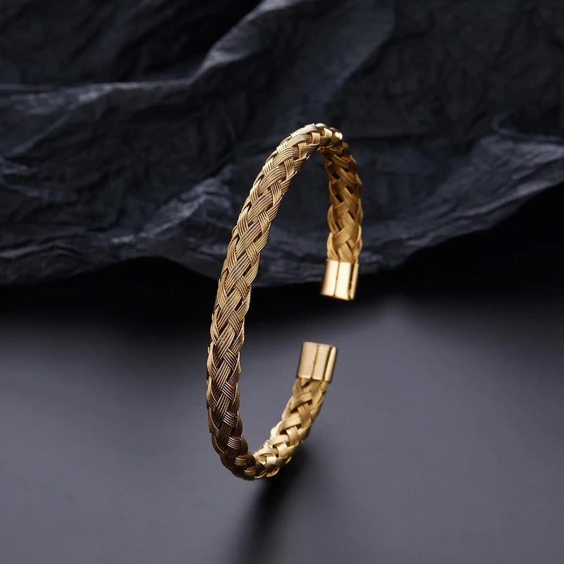 Gold Plated Mesh Look Stainless Steel Kada for Men And Women