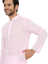 LIGHT PINK KURTA WITH BOX LEAF EMBRIODERY DESIGN