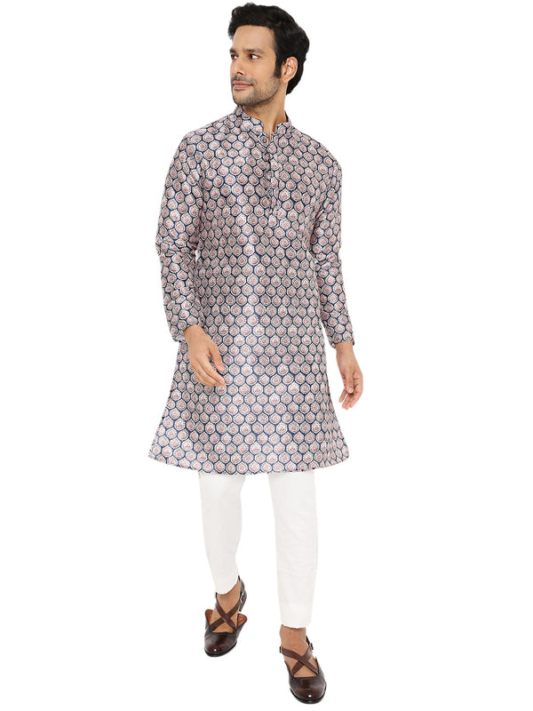 Be Desi Printed silk kurta for men