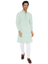 Men's Lucknowi chikan kurta pista green color
