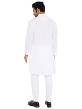 WHITE REGULAR FIT KURTA  PYJAMA SET WITH DIAMOND THREAD EMBRIODERY