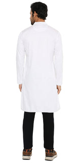 WHITE LONG ZIPPER KURTA WITH PATCH POCKET ELEMENT