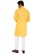 SPECTRA YELLOW ZARI WOVEN KURTA WITH CHEVRON DESIGN