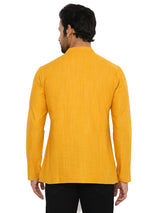 OCHRE MEN'S SHORT KURTA WITH LANDSCAPE EMBRIODERY DESIGN