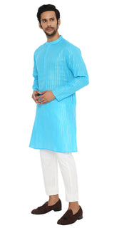 CANDYBLUE COTTON BOLD STRIPED ZARI LONG KURTA