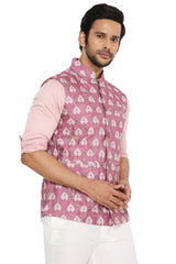 DUSTY PINK COTTON SILK BANDI WITH GOLD ZARI EMBRIODERY