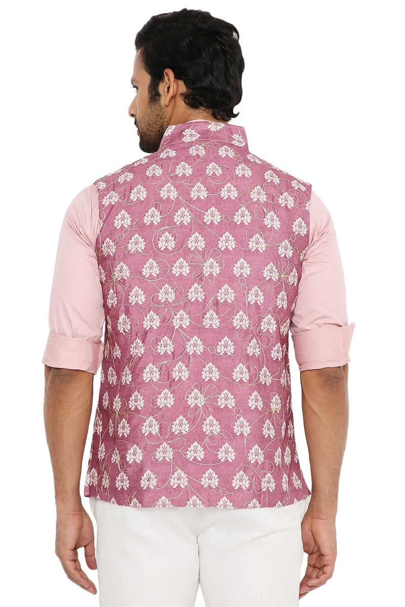 DUSTY PINK COTTON SILK BANDI WITH GOLD ZARI EMBRIODERY