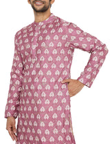 DUSTY PINK COTTON SILK KURTA 3 PC SET WITH GOLD ZARI EMBRIODERY