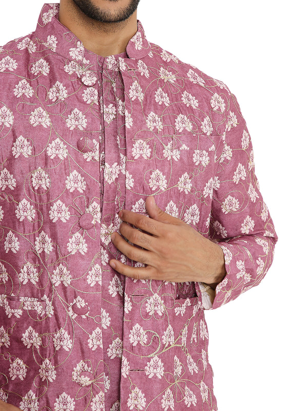 DUSTY PINK COTTON SILK KURTA 3 PC SET WITH GOLD ZARI EMBRIODERY