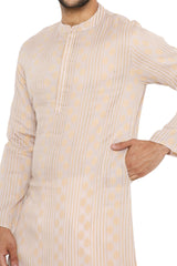 BE DESI MEN COTTON BUTTA LAVENDER REGULAR FIT LONG KURTA