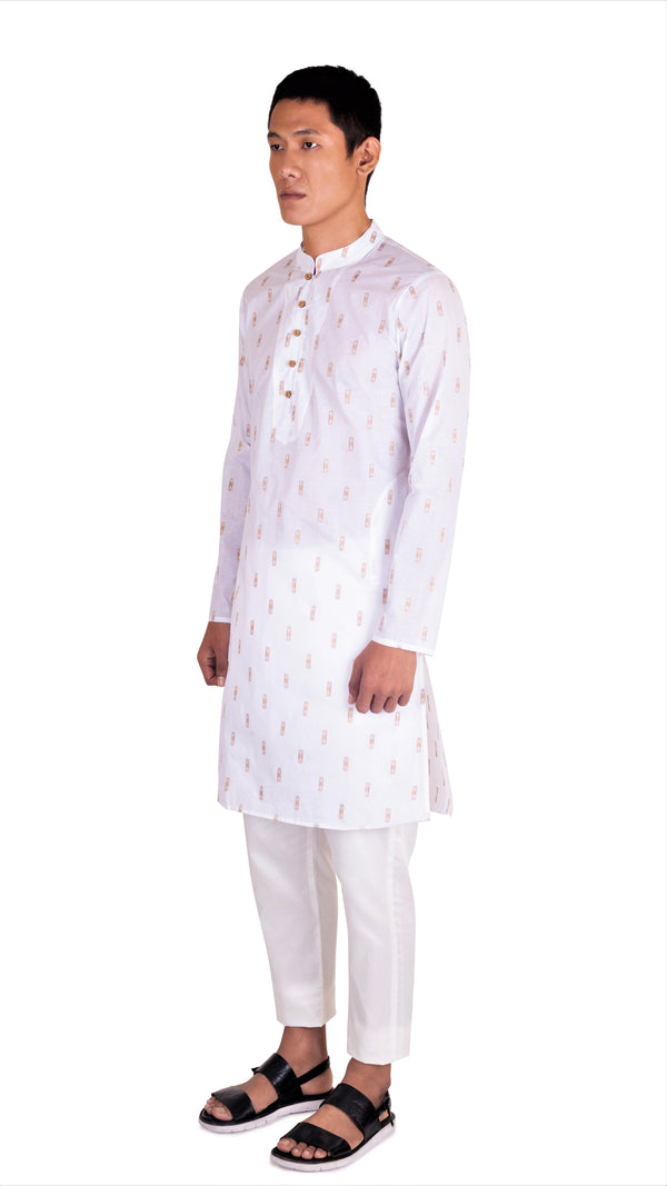 White Men's Kurta Side Angle