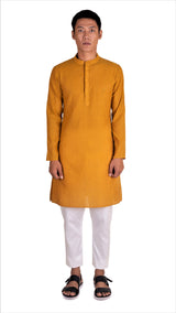 MEN'S COTTON KHADI KURTA MUSTARD YELLOW
