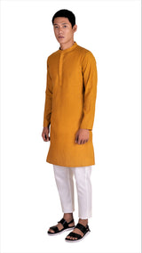 MEN'S COTTON KHADI KURTA MUSTARD YELLOW