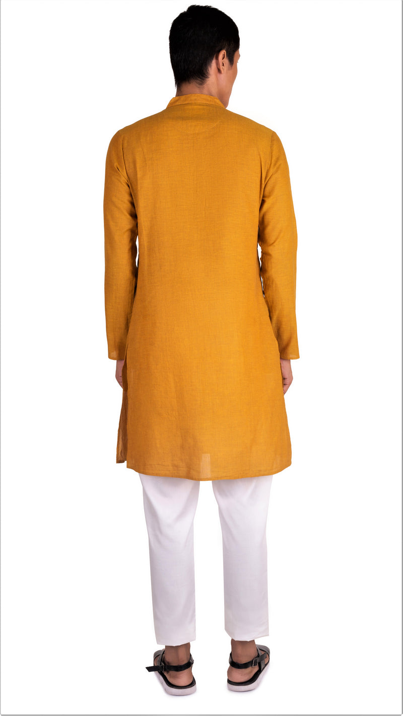MEN'S COTTON KHADI KURTA MUSTARD YELLOW