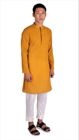 MEN'S COTTON KHADI KURTA MUSTARD YELLOW