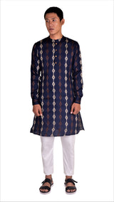 BE DESI MEN COTTON STAR BUTTA CUFF DETAIL KURTA