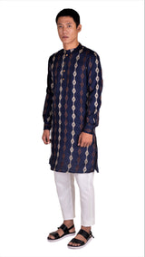BE DESI MEN COTTON STAR BUTTA CUFF DETAIL KURTA