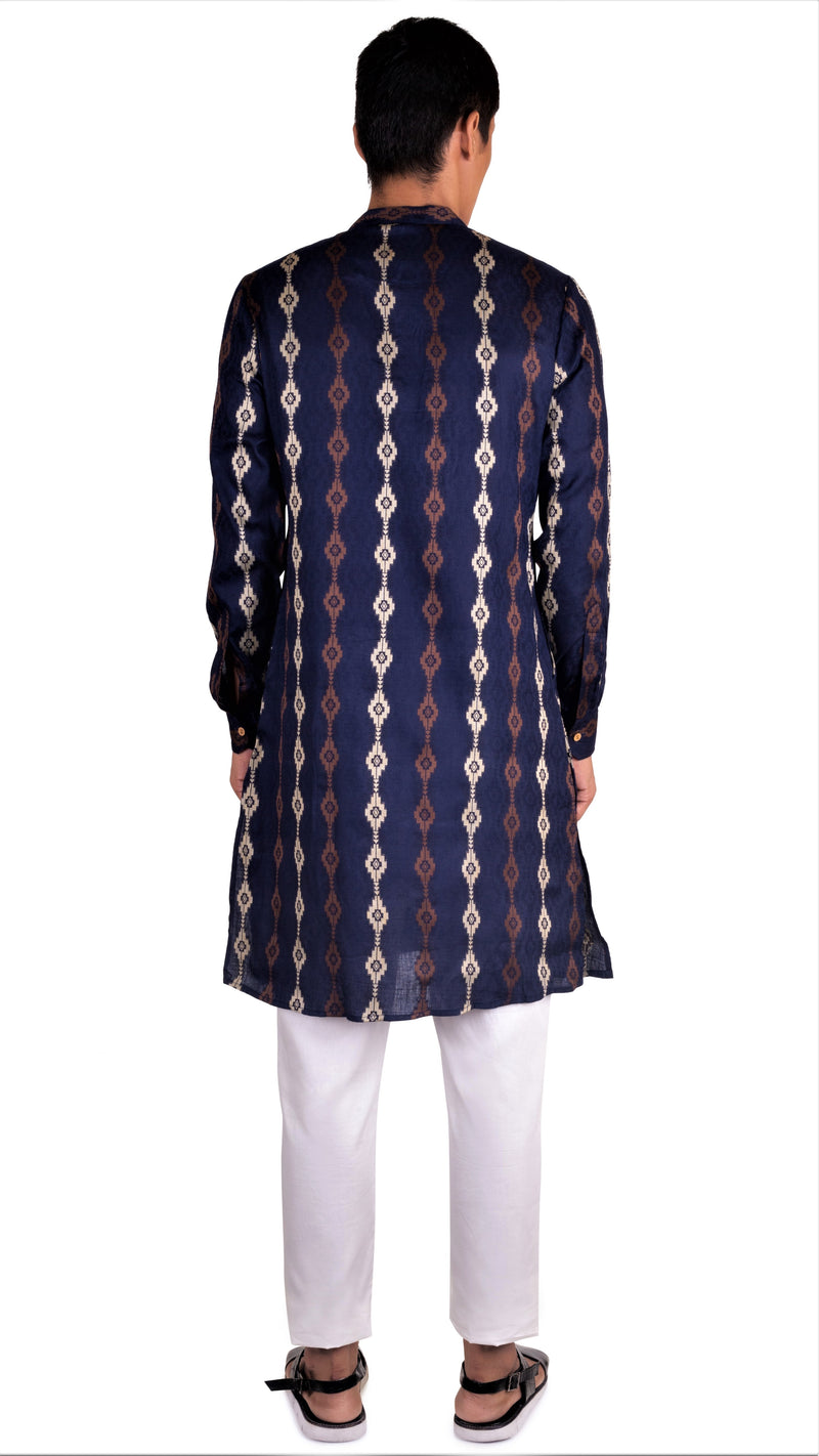 BE DESI MEN COTTON STAR BUTTA CUFF DETAIL KURTA