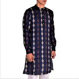 BE DESI MEN COTTON STAR BUTTA CUFF DETAIL KURTA