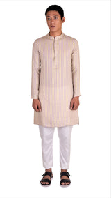 BE DESI MEN COTTON CRUSH EFFECT SLIM FIT LONG KURTA