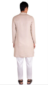 BE DESI MEN COTTON CRUSH EFFECT SLIM FIT LONG KURTA